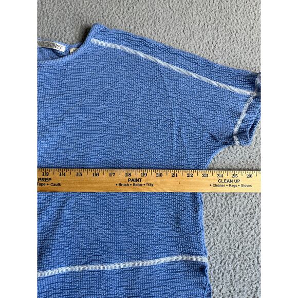 Sno Skins Top Medium Oversized Contrast Stitch Knit Breathable Blue Boxy Beach - Picture 10 of 13